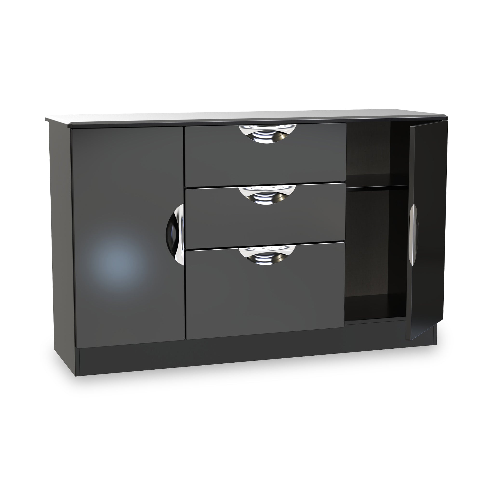 Buffet Beckett Gloss 2 portes 3 tiroirs