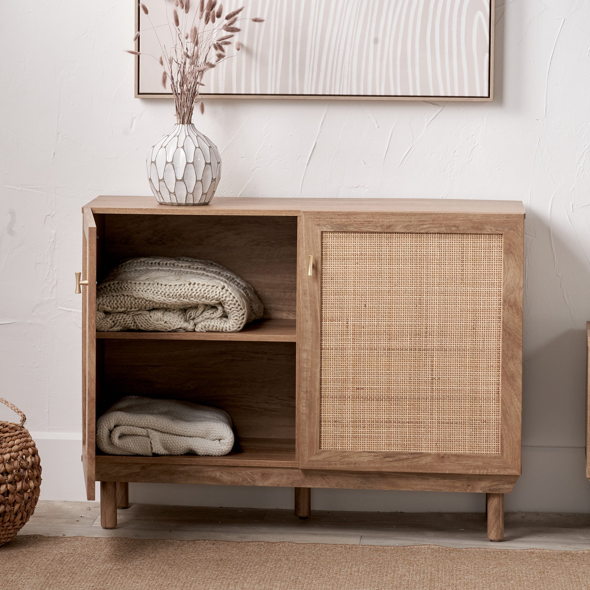 Armoire Henrik en rotin naturel à 2 portes