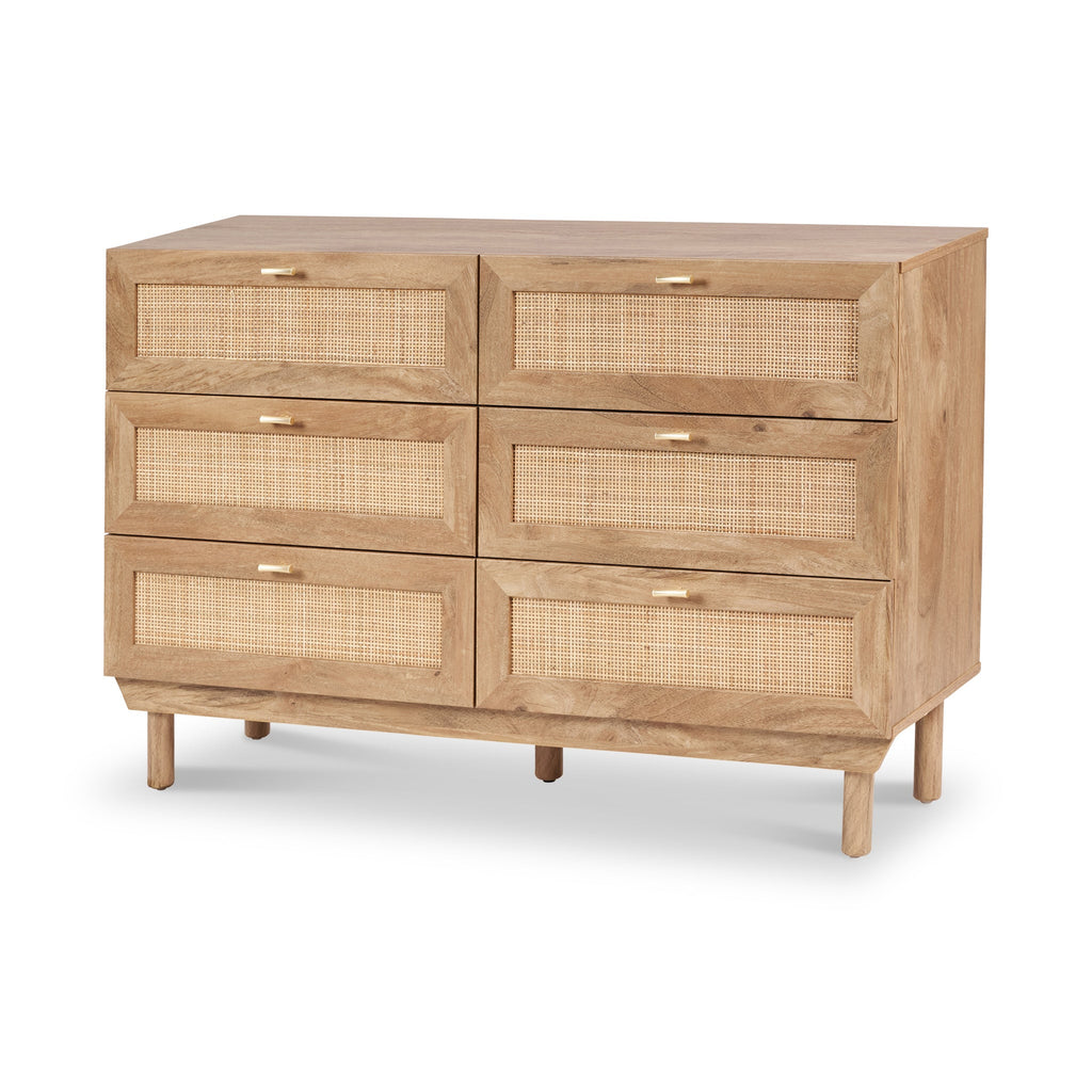 Commode Henrik en rotin naturel à 6 tiroirs