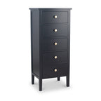 Commode haute Chelmsford en pin noir satiné à 5 tiroirs