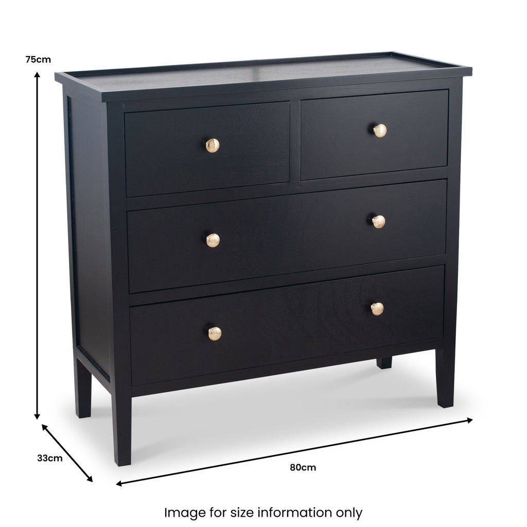 Commode à 4 tiroirs Chelmsford en pin noir satiné