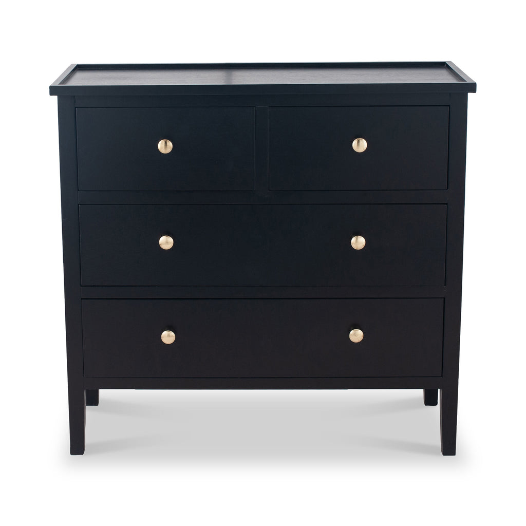 Commode à 4 tiroirs Chelmsford en pin noir satiné