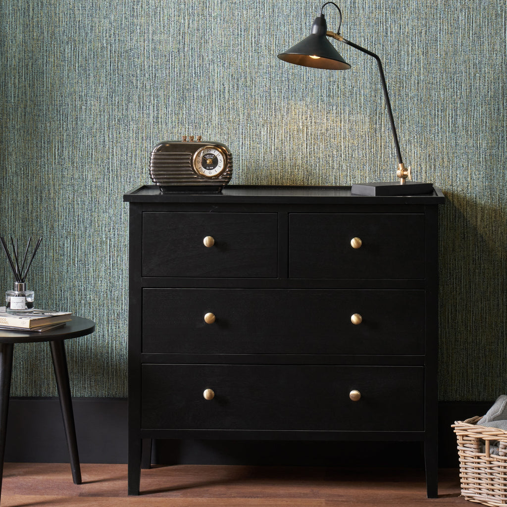 Commode à 4 tiroirs Chelmsford en pin noir satiné