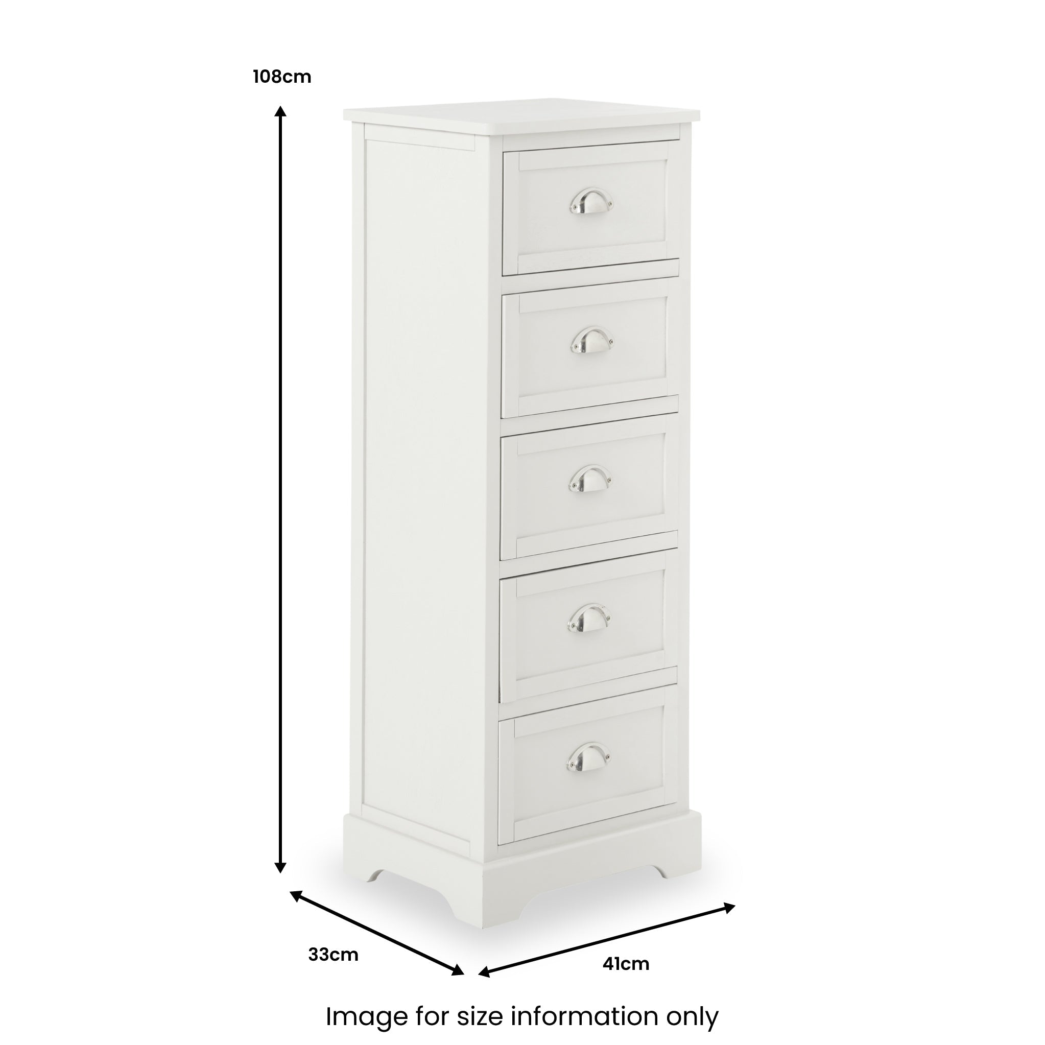 Commode haute à 5 tiroirs en pin Croft