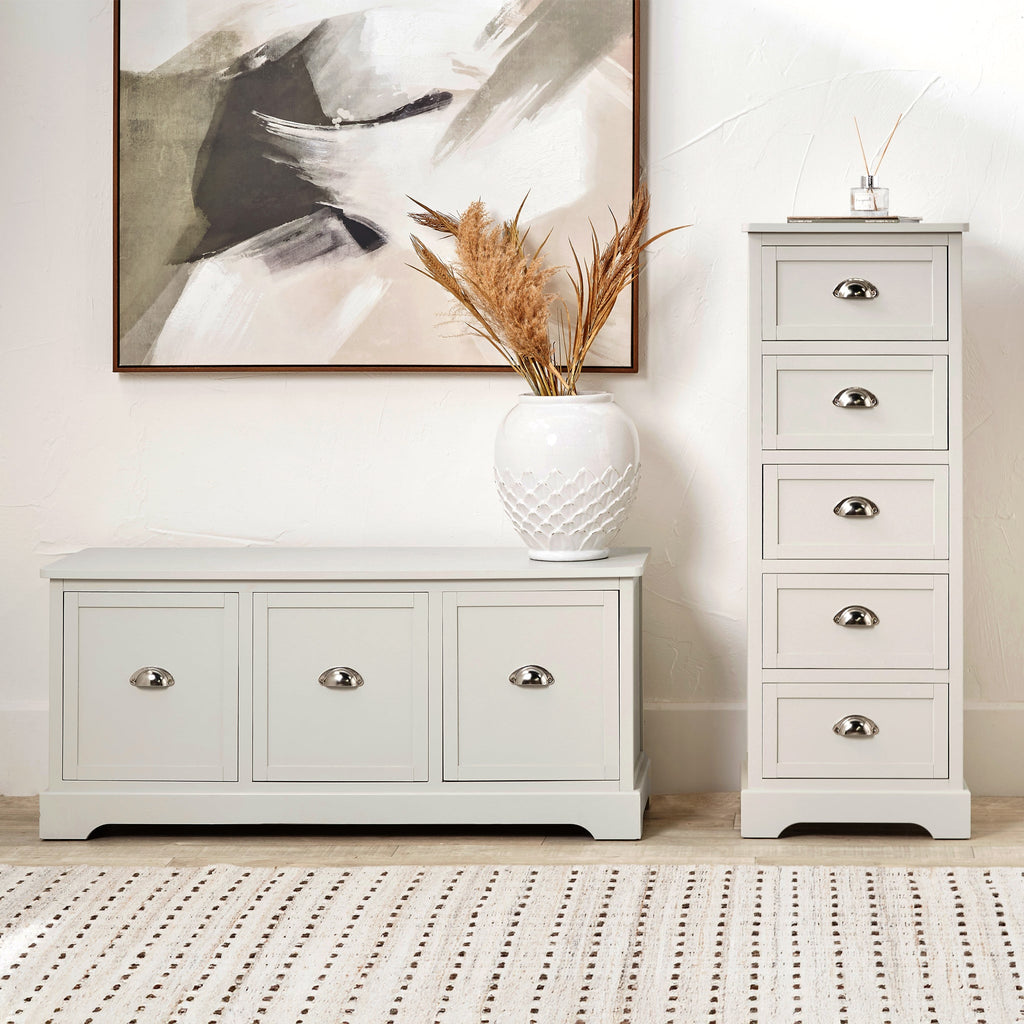 Commode haute à 5 tiroirs en pin Croft