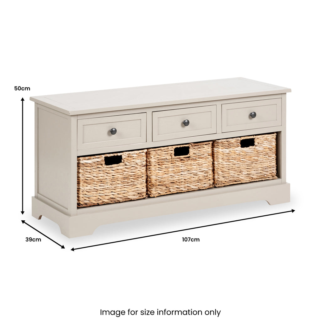 Banc de rangement en pin Devonshire avec paniers