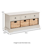 Banc de rangement en pin Devonshire avec paniers