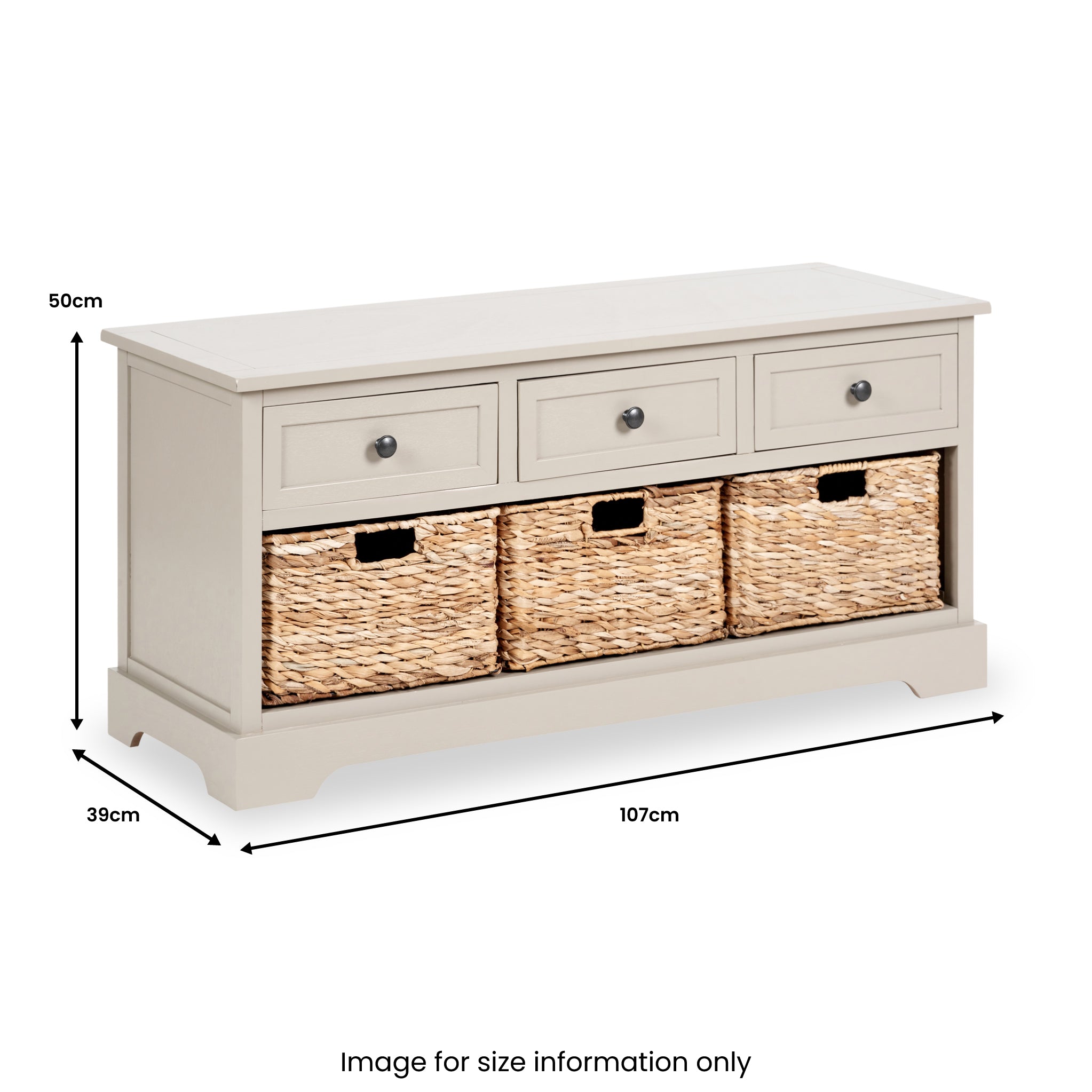 Banc de rangement en pin Devonshire avec paniers