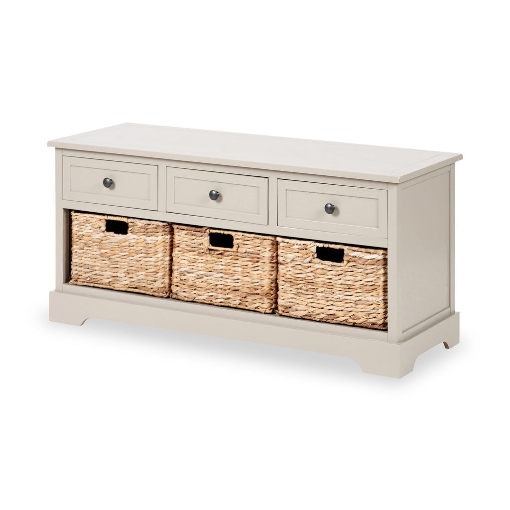 Banc de rangement en pin Devonshire avec paniers