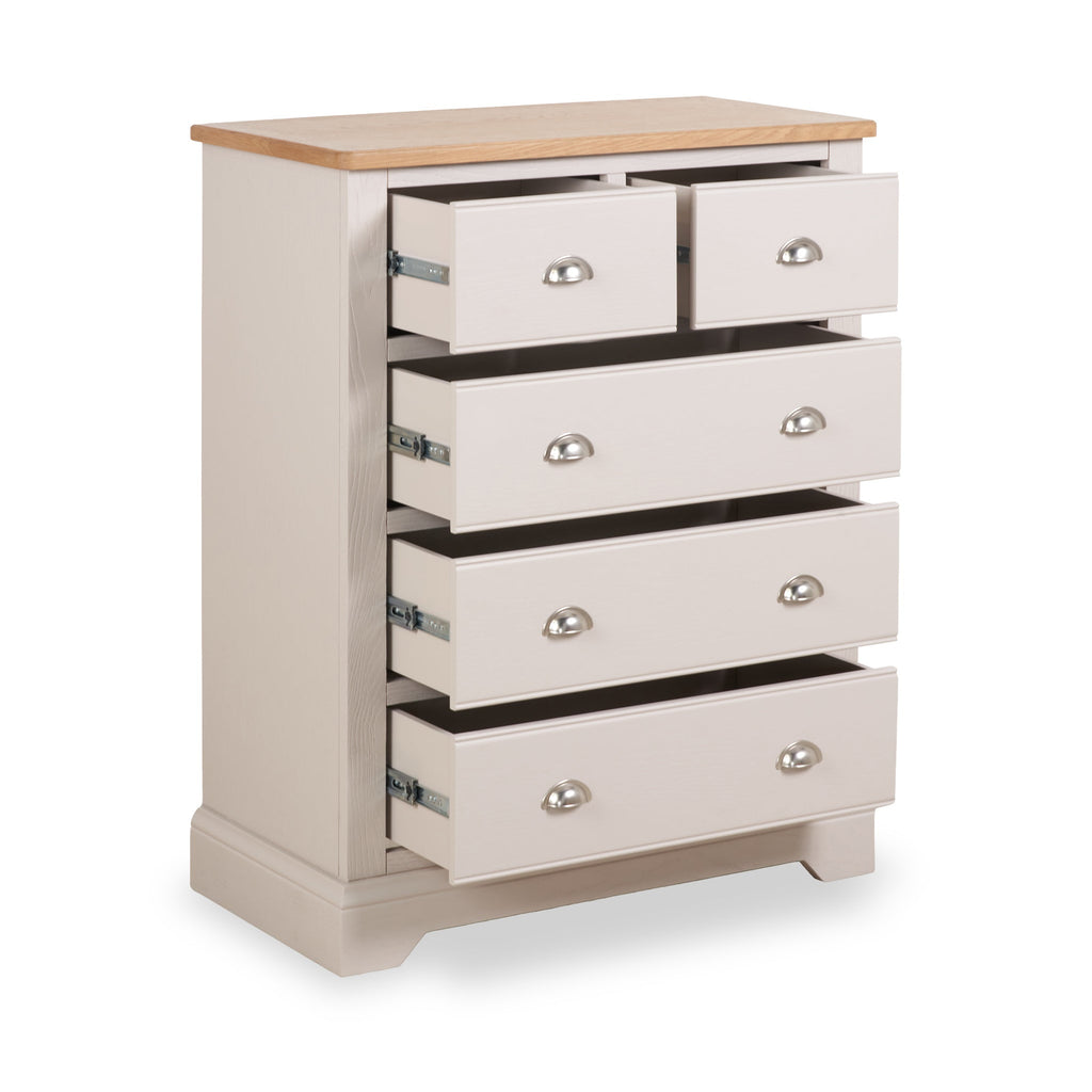 Commode Fairford en pin et chêne, 2 tiroirs au-dessus de 3 tiroirs