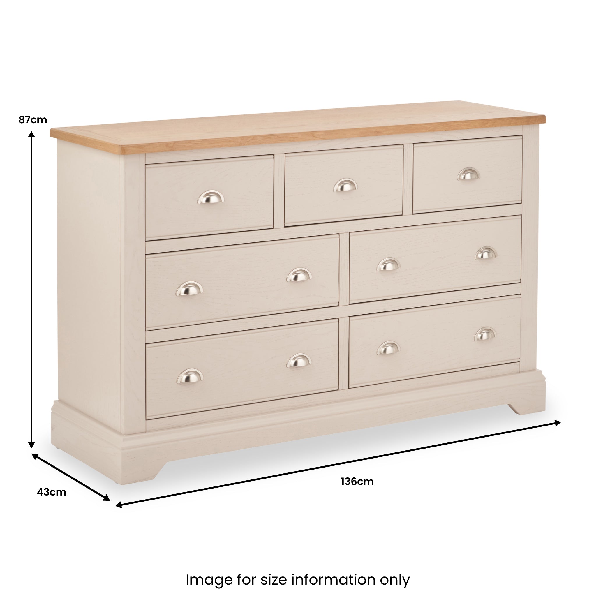 Commode Fairford en pin et chêne, 3 tiroirs au-dessus de 4 tiroirs