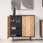 Armoire Hailee en chêne et pin à 2 portes