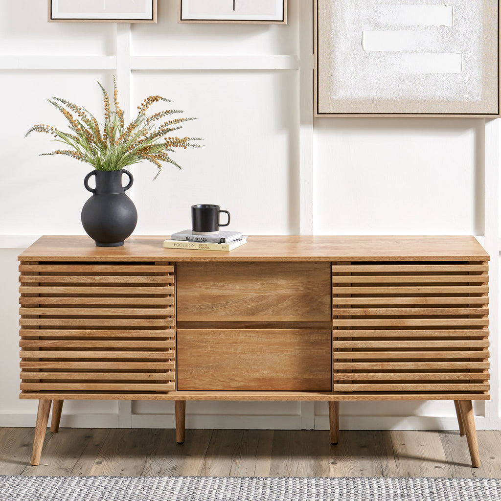 Buffet à lattes en eucalyptus Larvik