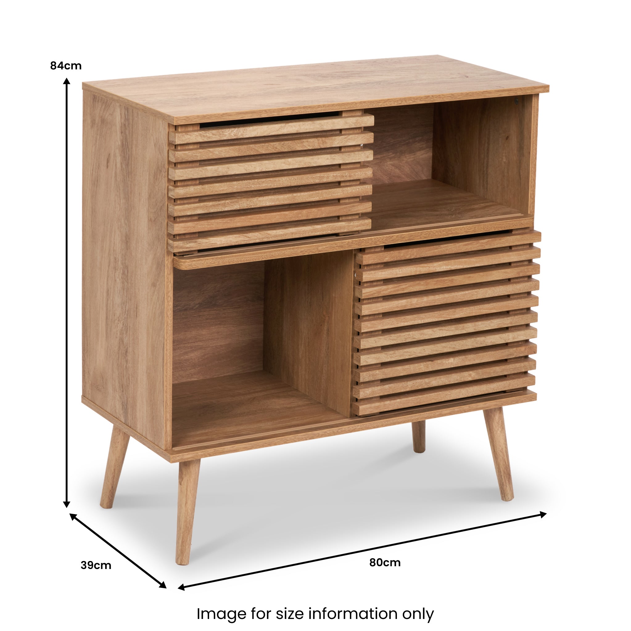 Vitrine à lattes en eucalyptus Larvik