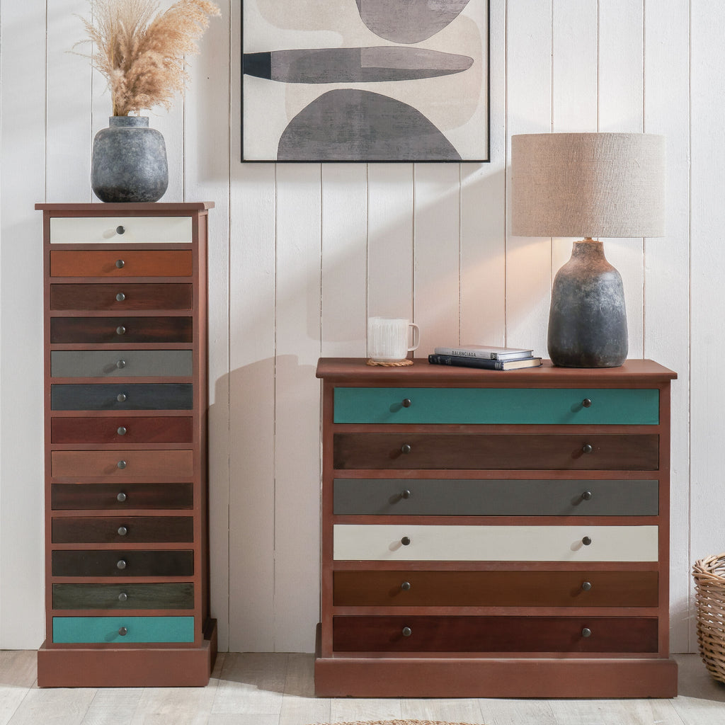 Commode haute Loft Pine à 13 tiroirs