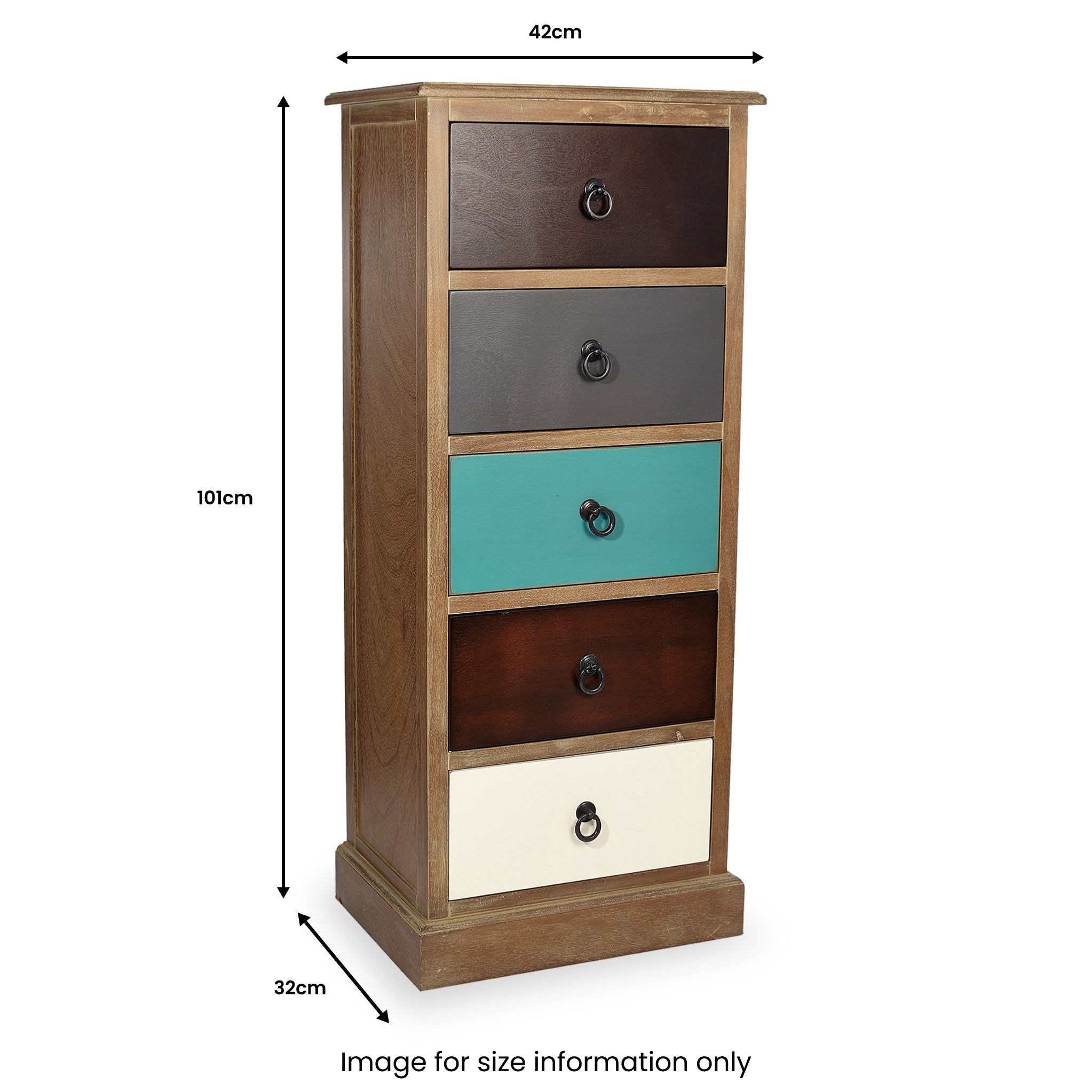 Commode haute Loft Pine à 5 tiroirs