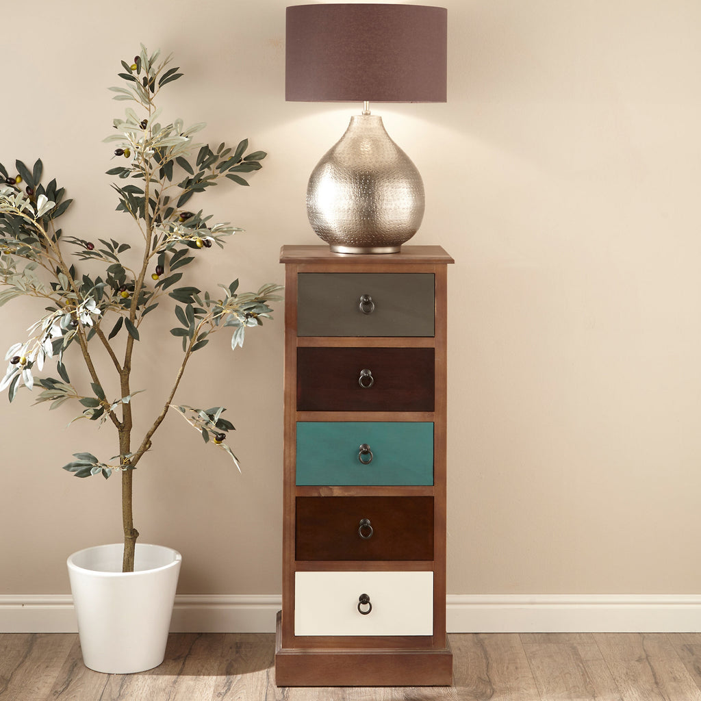 Commode haute Loft Pine à 5 tiroirs