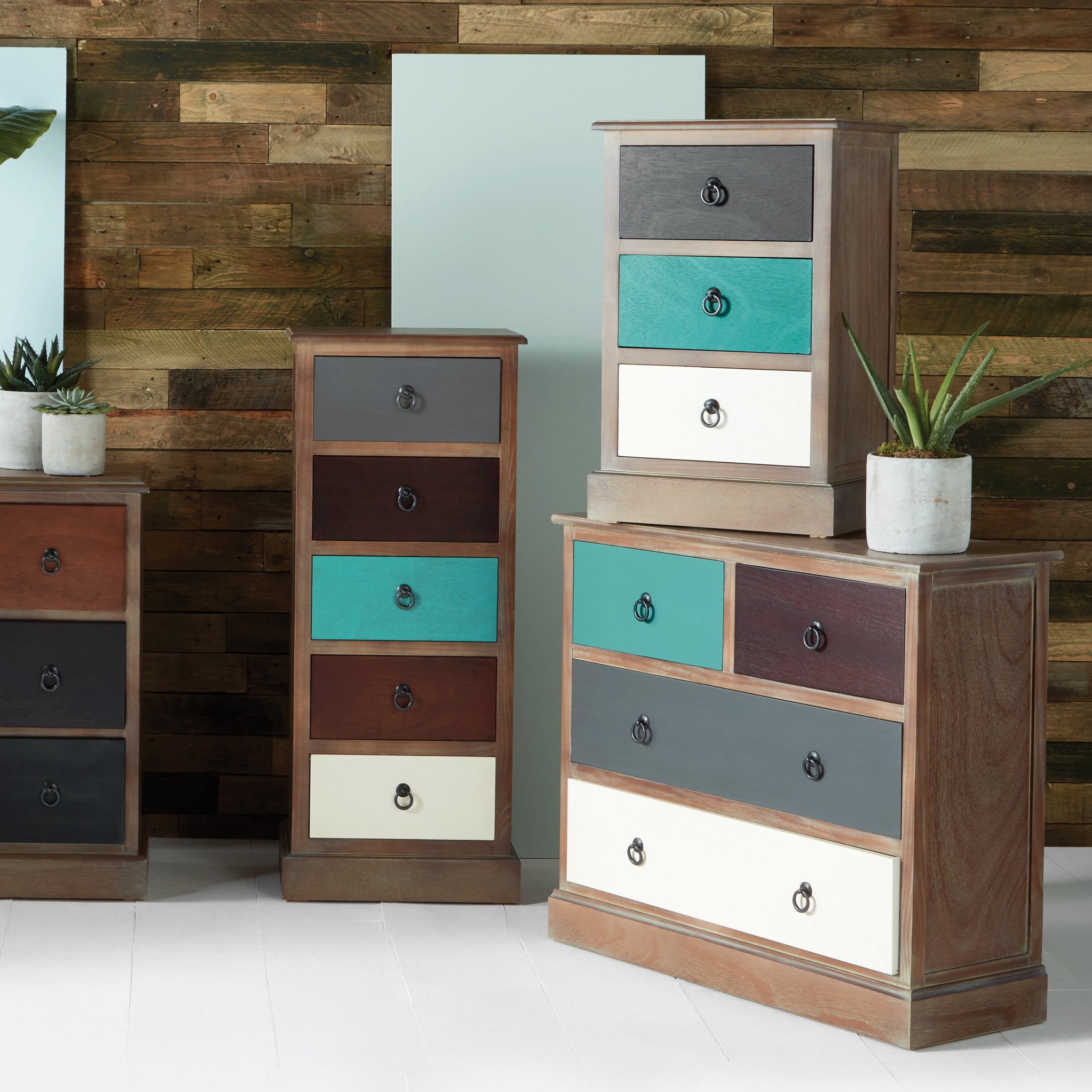 Commode haute Loft Pine à 5 tiroirs