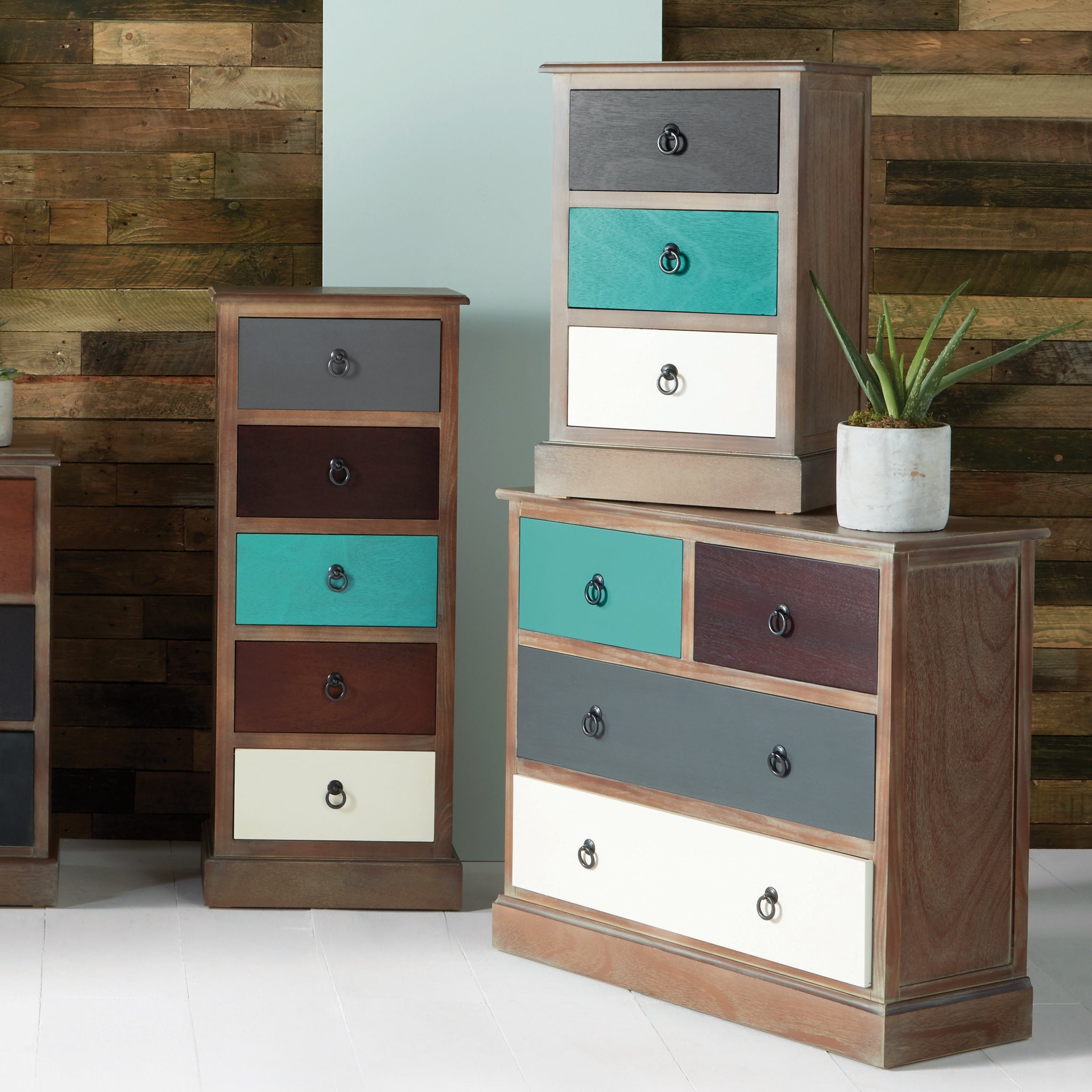 Commode Loft Pine à 2 tiroirs superposés