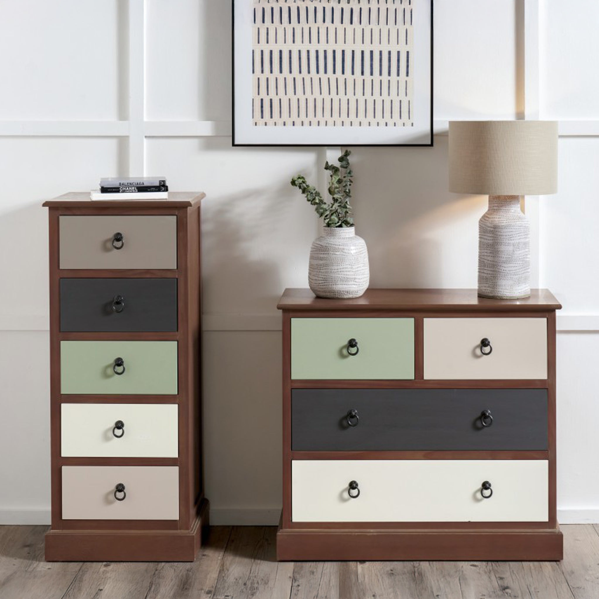 Commode haute Loft Pine à 5 tiroirs