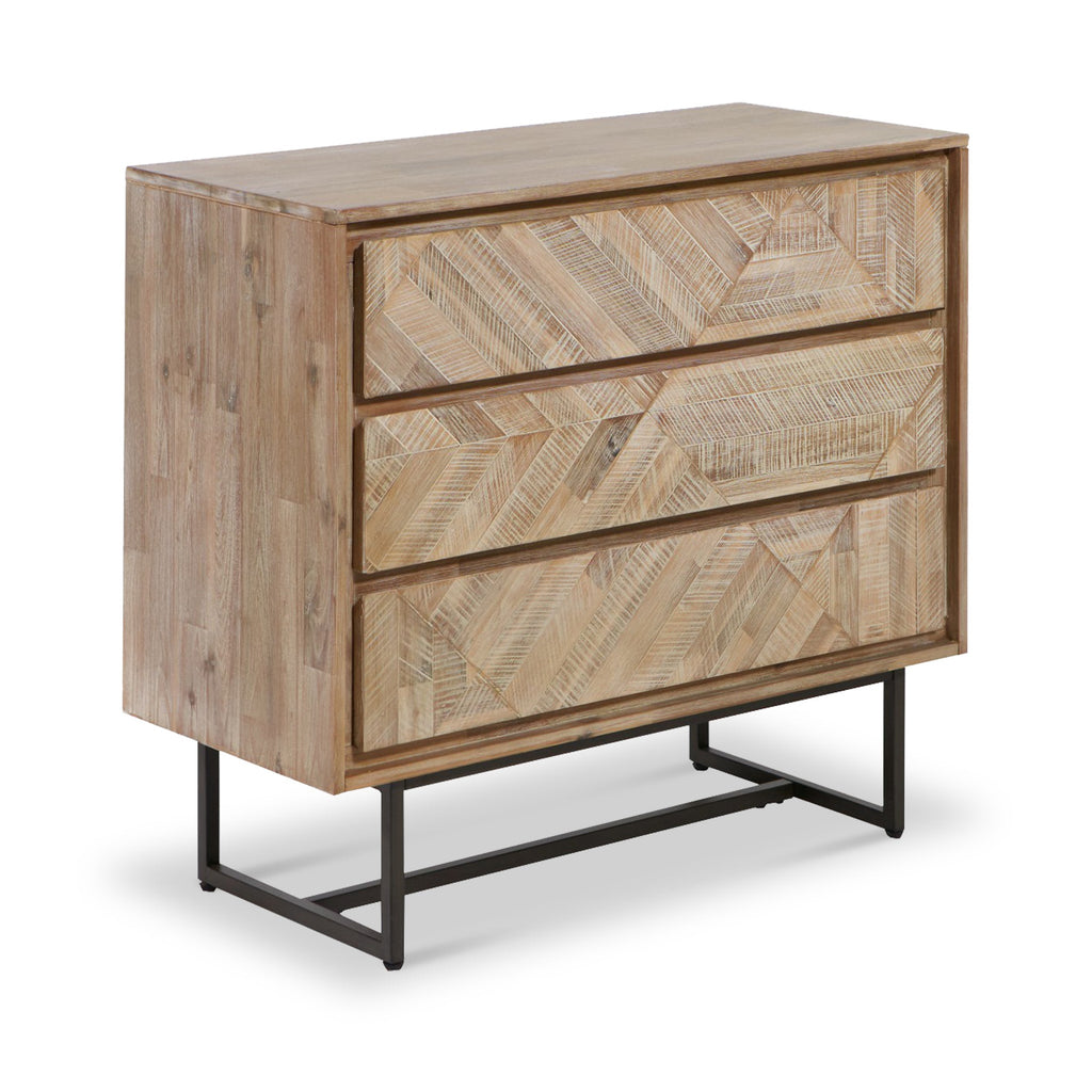 Commode 3 tiroirs Marca en acacia délavé sable