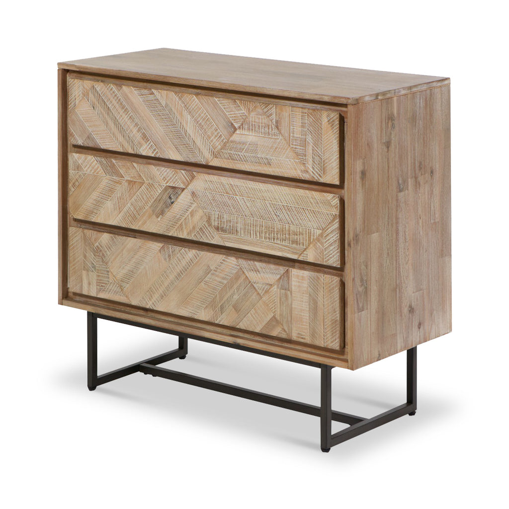 Commode 3 tiroirs Marca en acacia délavé sable
