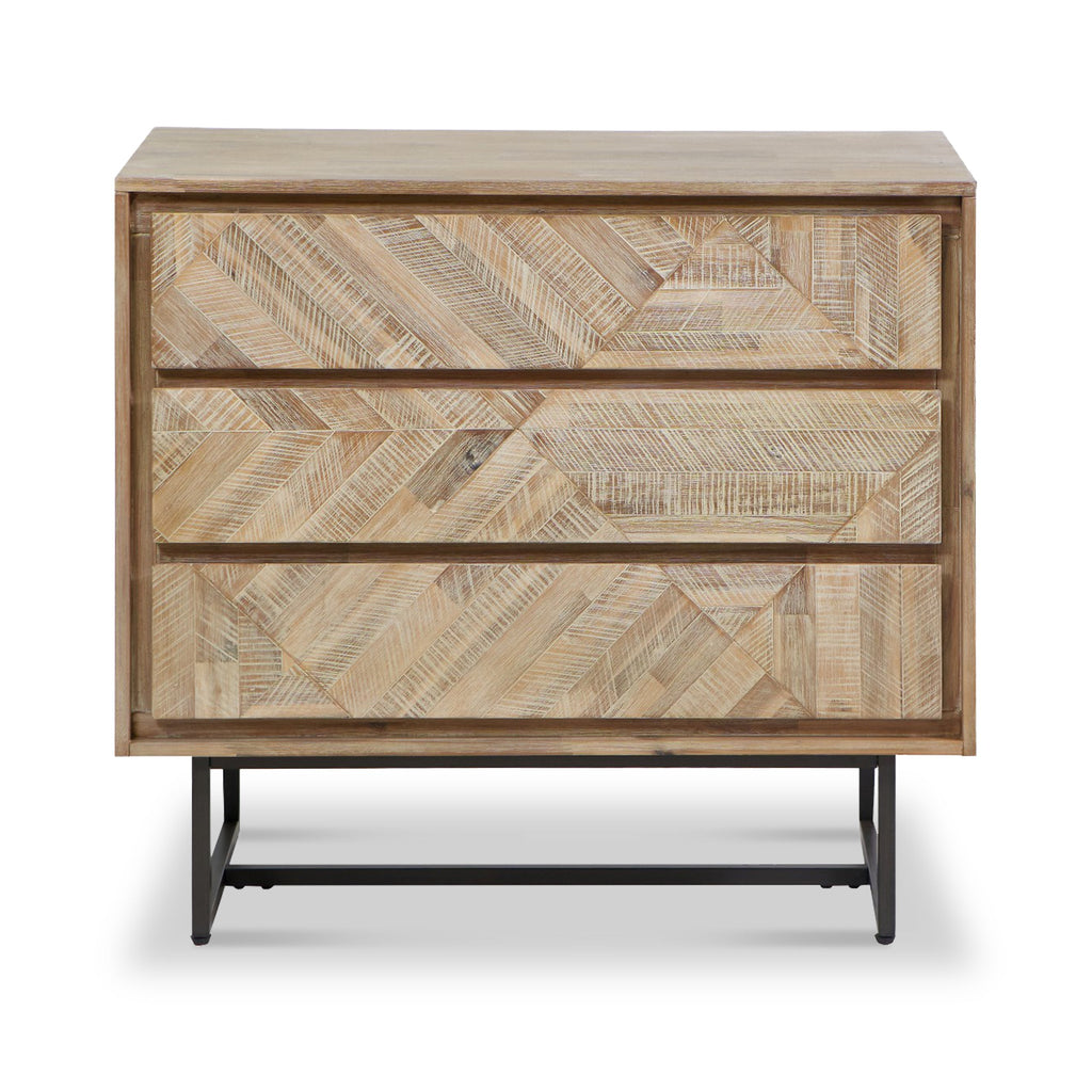 Commode 3 tiroirs Marca en acacia délavé sable