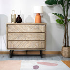 Commode 3 tiroirs Marca en acacia délavé sable