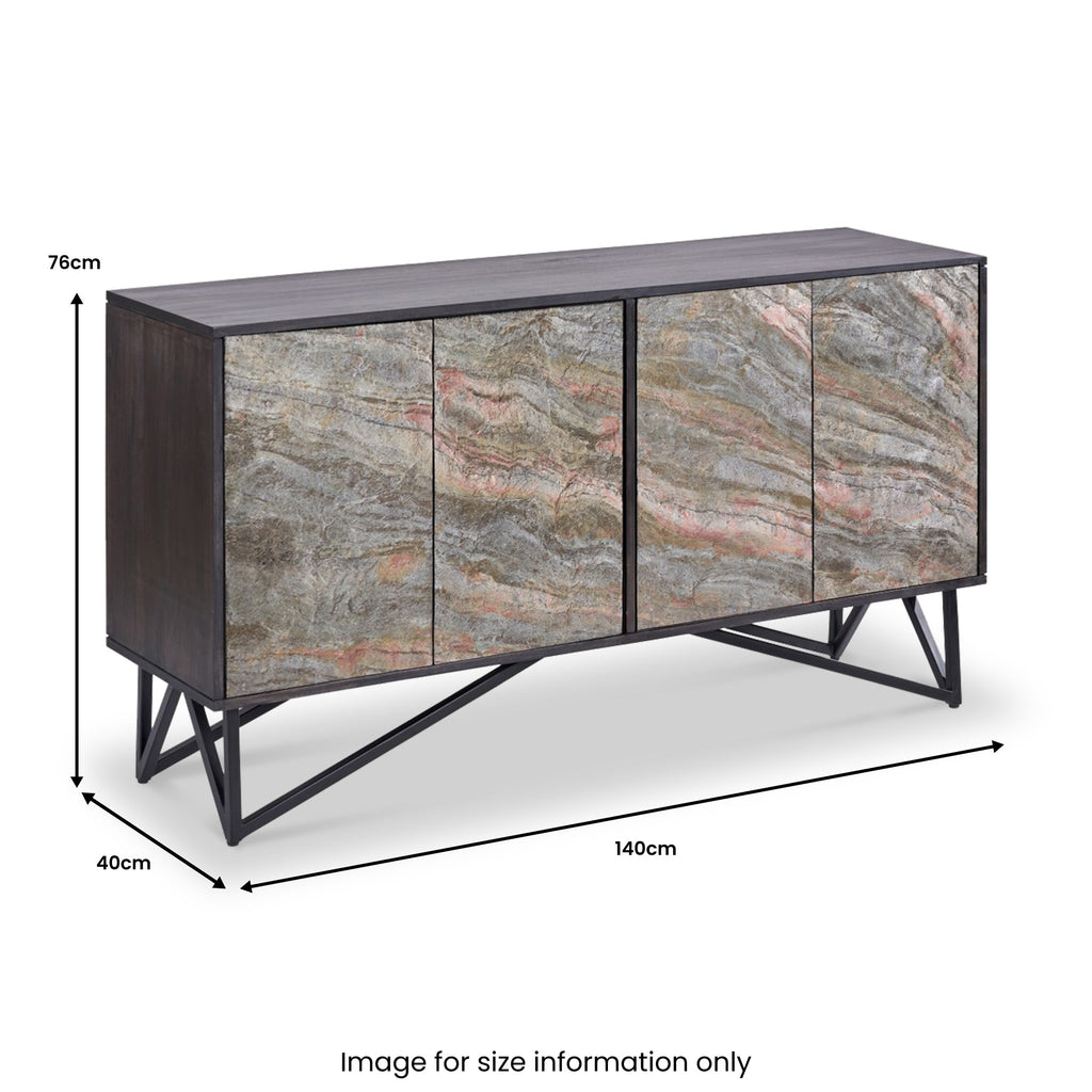 Buffet extra large effet pierre Verde