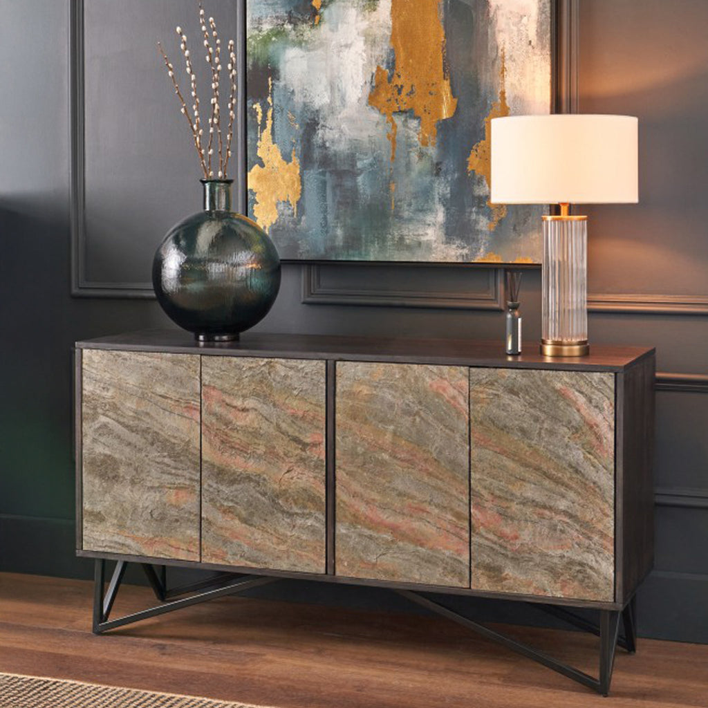 Buffet extra large effet pierre Verde