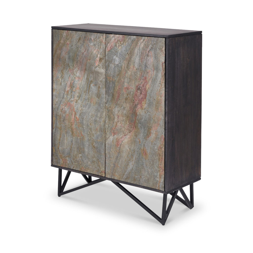 Armoire à deux portes effet pierre Verde