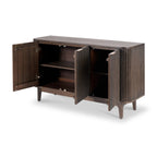 Buffet Raie en chêne et pin cannelés, grand modèle