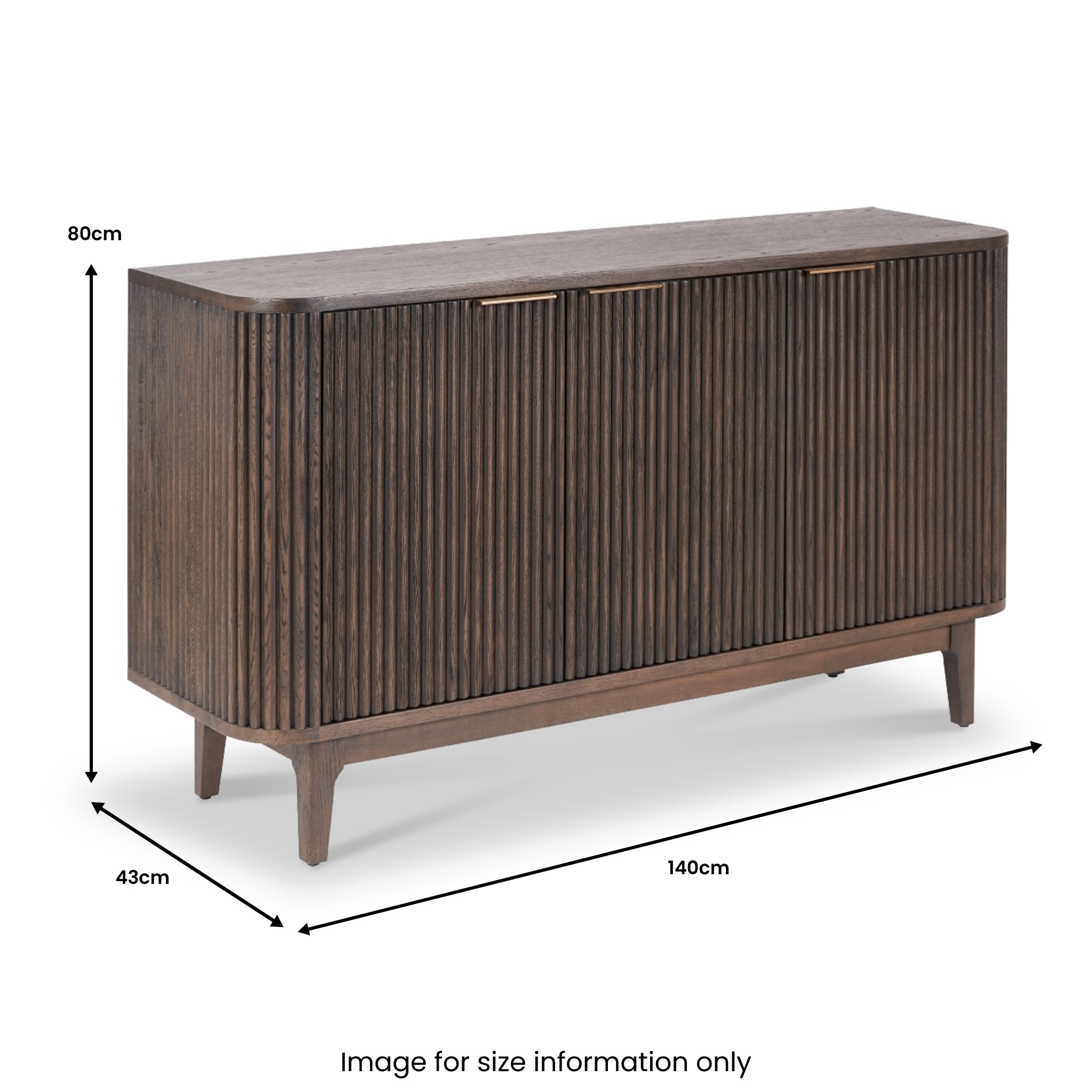 Buffet Raie en chêne et pin cannelés, grand modèle