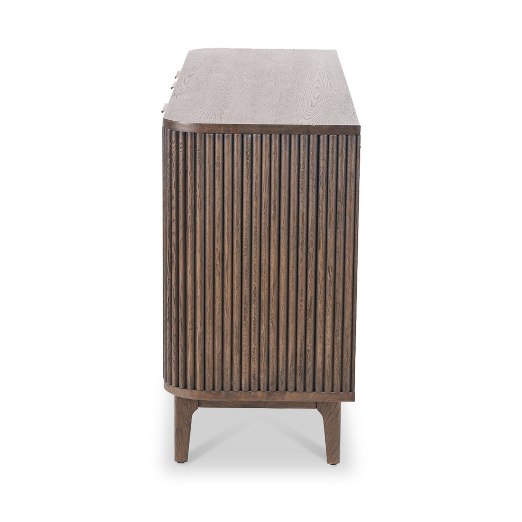 Buffet Raie en chêne et pin cannelés, grand modèle