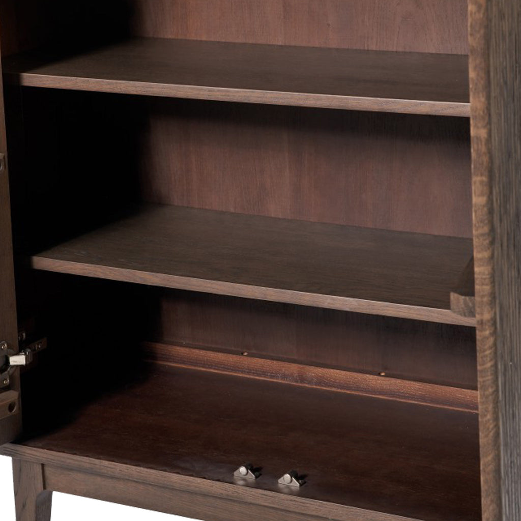 Petit buffet Raie en chêne et pin cannelés