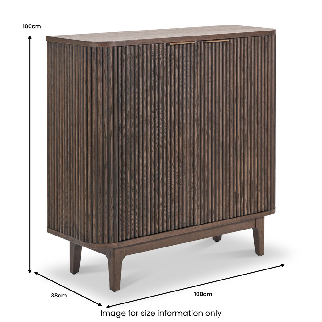 Petit buffet Raie en chêne et pin cannelés