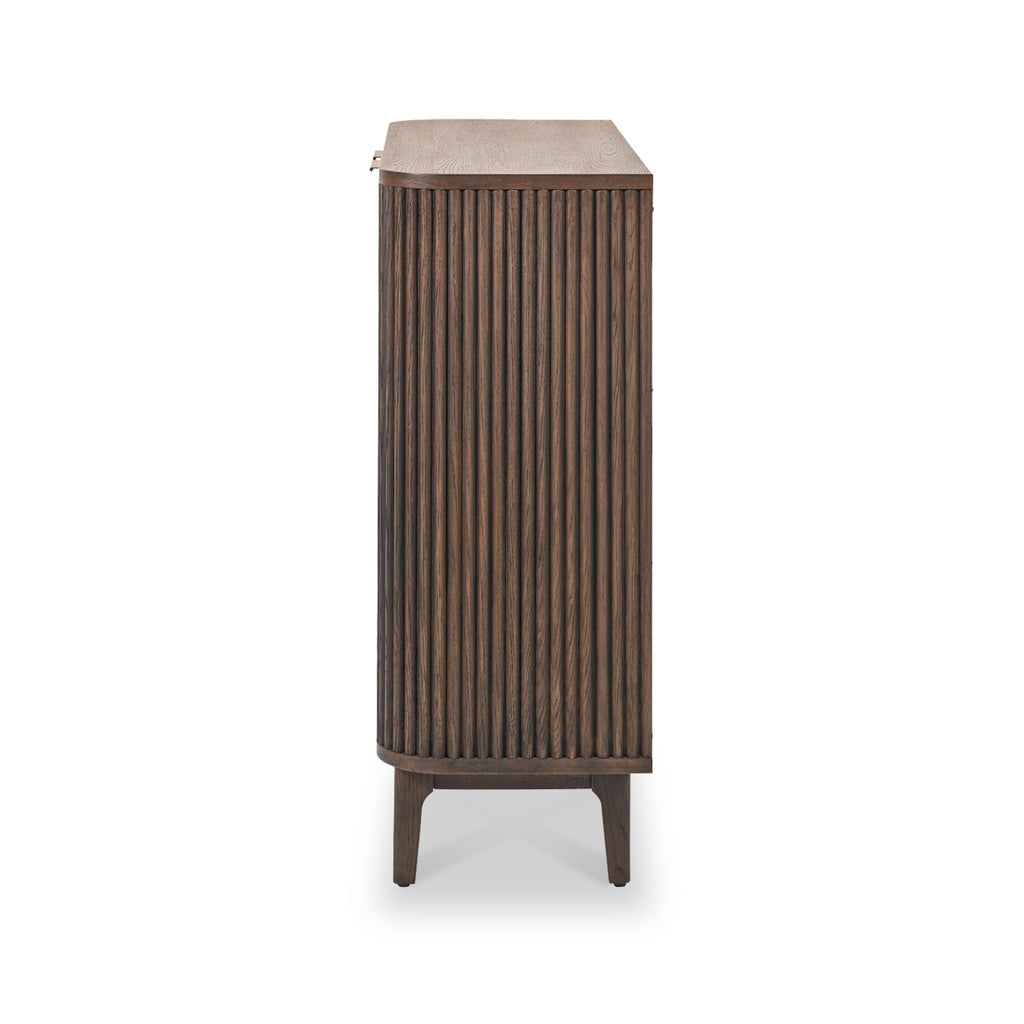 Petit buffet Raie en chêne et pin cannelés