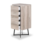 Commode haute Ukiah effet chêne à 5 tiroirs