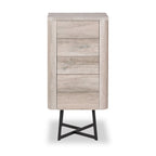 Commode haute Ukiah effet chêne à 5 tiroirs