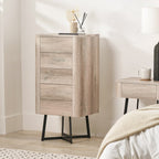 Commode haute Ukiah effet chêne à 5 tiroirs