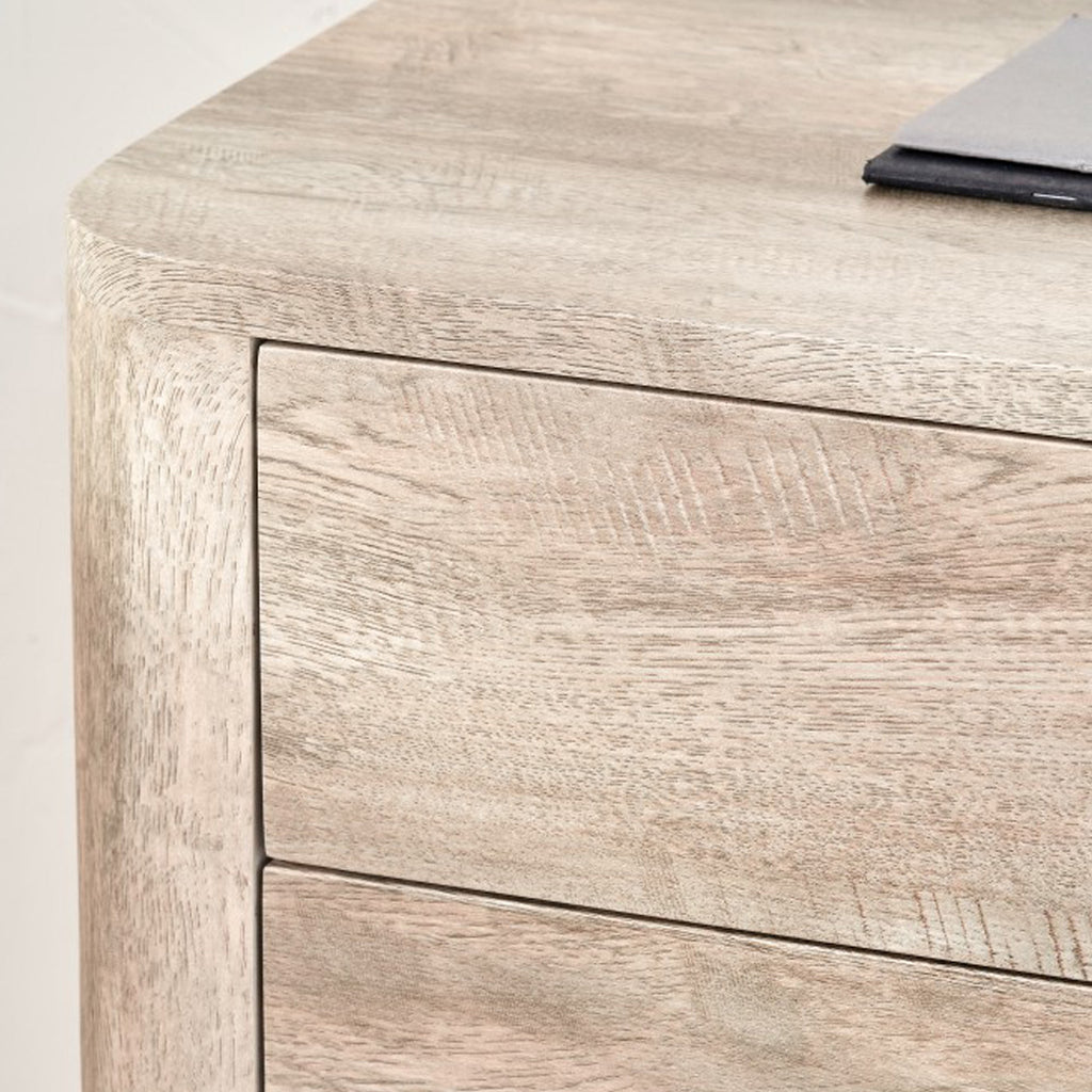 Commode haute Ukiah effet chêne à 5 tiroirs