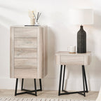 Commode haute Ukiah effet chêne à 5 tiroirs