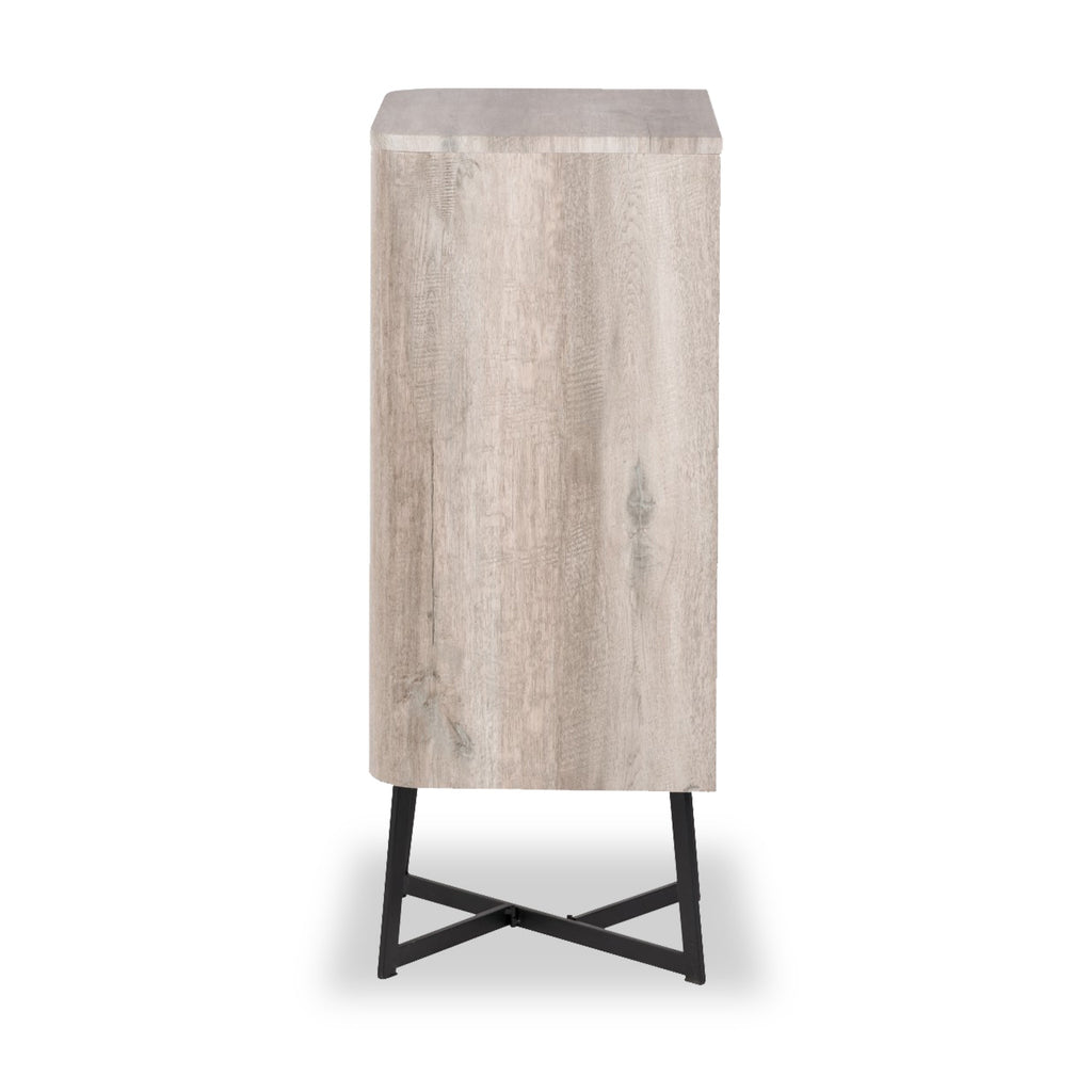 Commode haute Ukiah effet chêne à 5 tiroirs