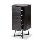 Commode haute Ukiah en frêne noir à 5 tiroirs