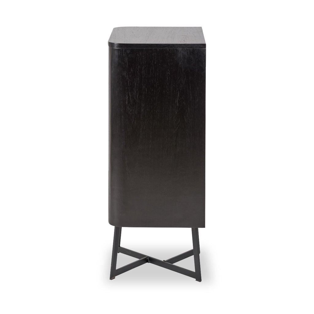 Commode haute Ukiah en frêne noir à 5 tiroirs