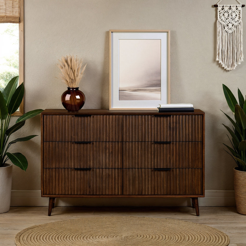 Commode à 6 tiroirs rainurés Oskar