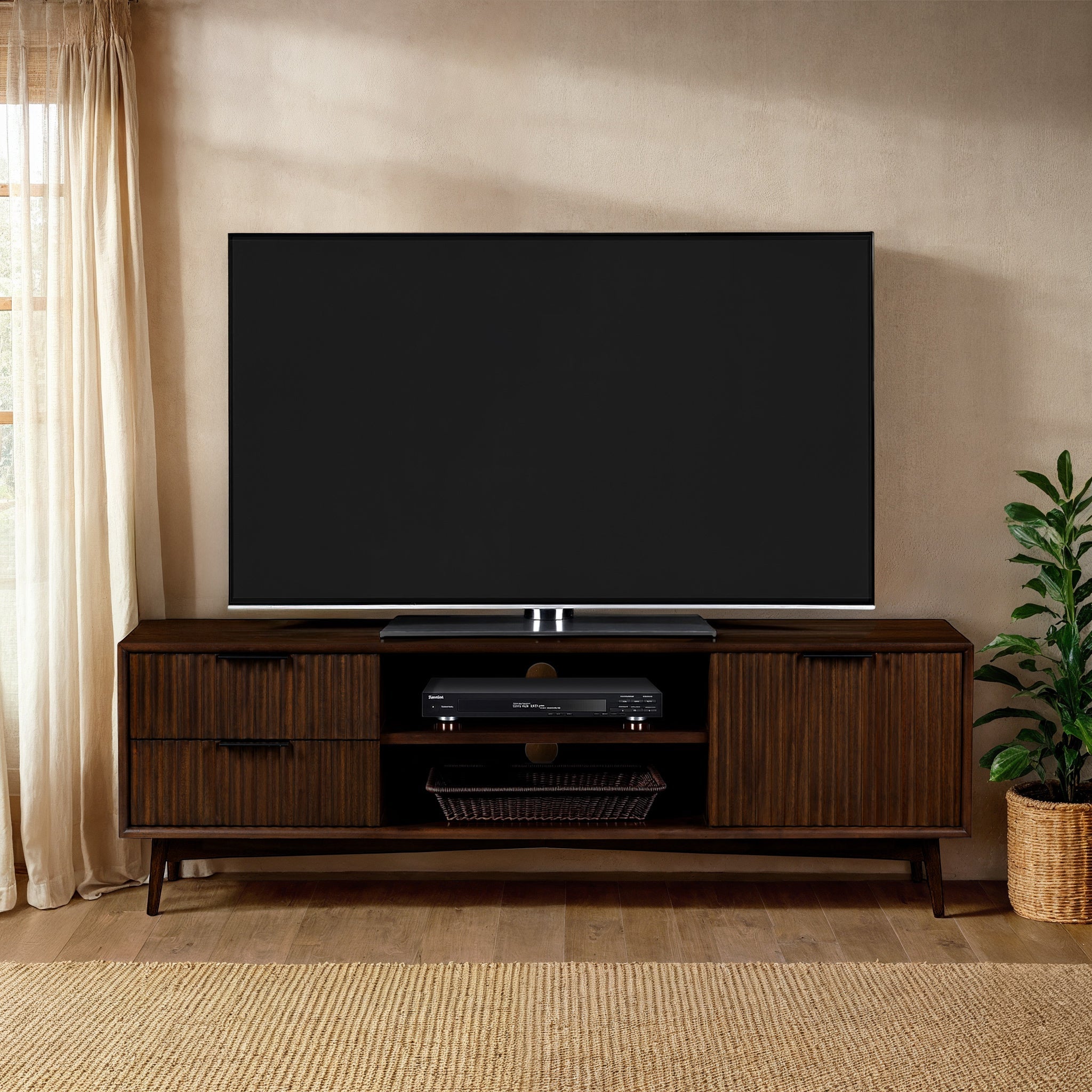 Meuble TV rainuré Oskar Wide 150 cm