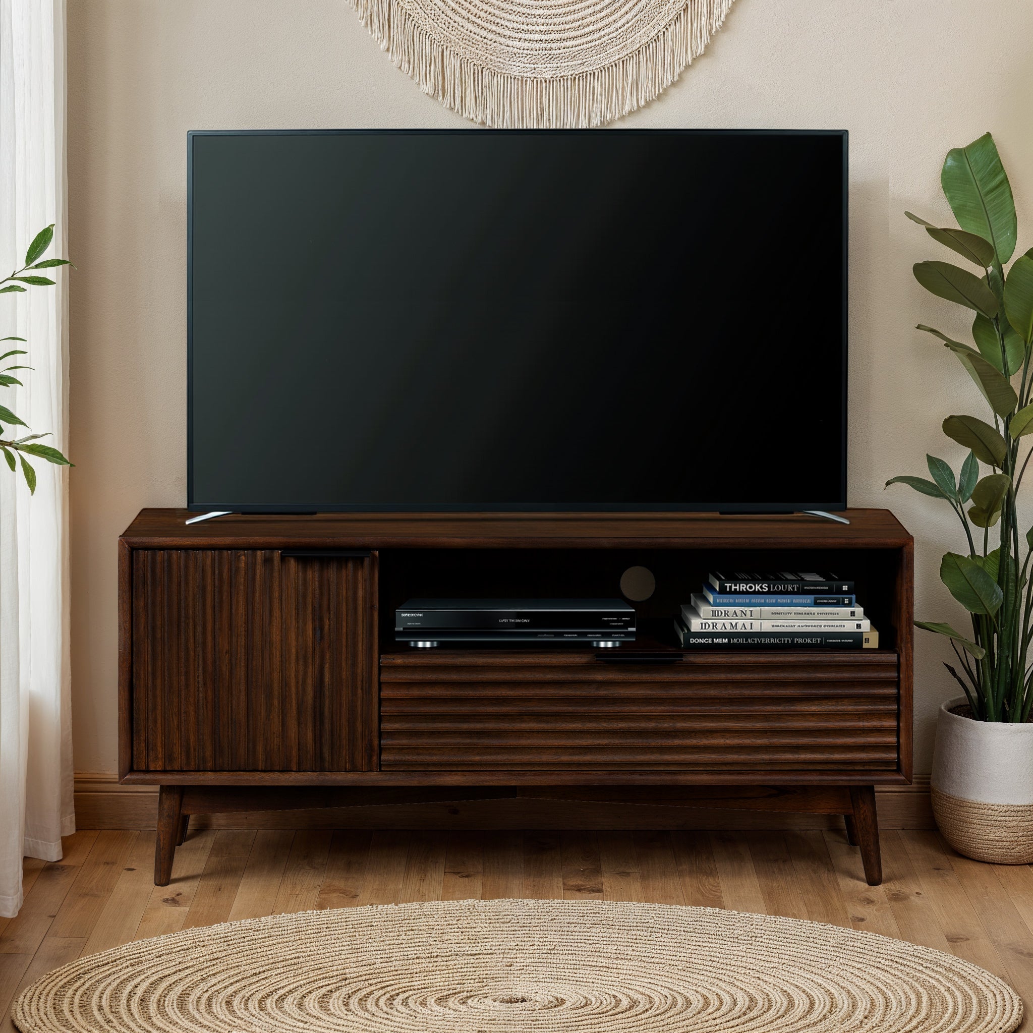 Meuble TV rainuré Oskar Small 110 cm