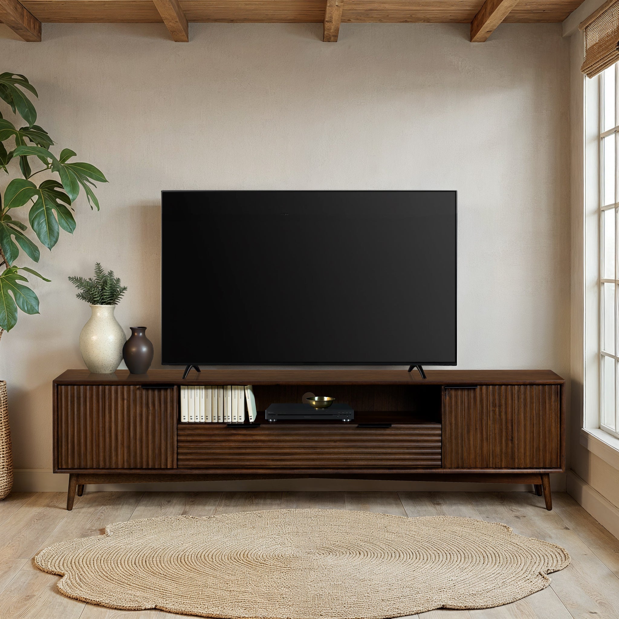 Meuble TV rainuré Oskar Wide 190 cm