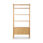 Grande bibliothèque Shorwell en chêne avec placard à deux portes à claire-voie